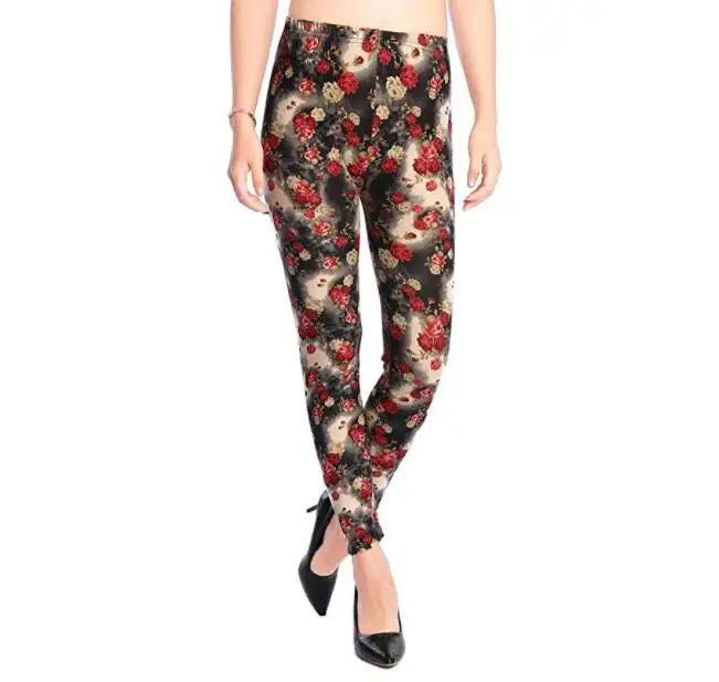 S172 Small Red Roses CHSDCSI хит, леггинсы с цветочным принтом, леггинсы плюс размера, леггинсы для гитары, клетчатые Тонкие штаны, модные женские штаны в полоску - Цвет: S172 Small Red Roses