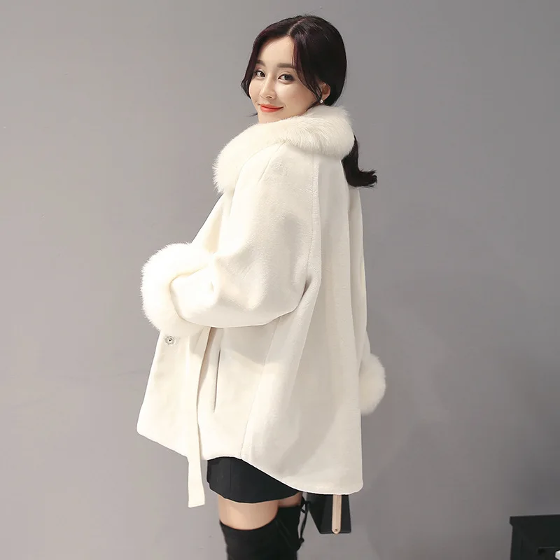 Женское шерстяное пальто элегантное однотонное длинное Свободное из смесовой