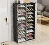 Сливовый DIY Multi-layer Economical Simple Shoe Cabinet Economize Space Doorway Cabinets Dustproof Home Shoe Shelf Cabinet High Quality - Цвет: Сливовый