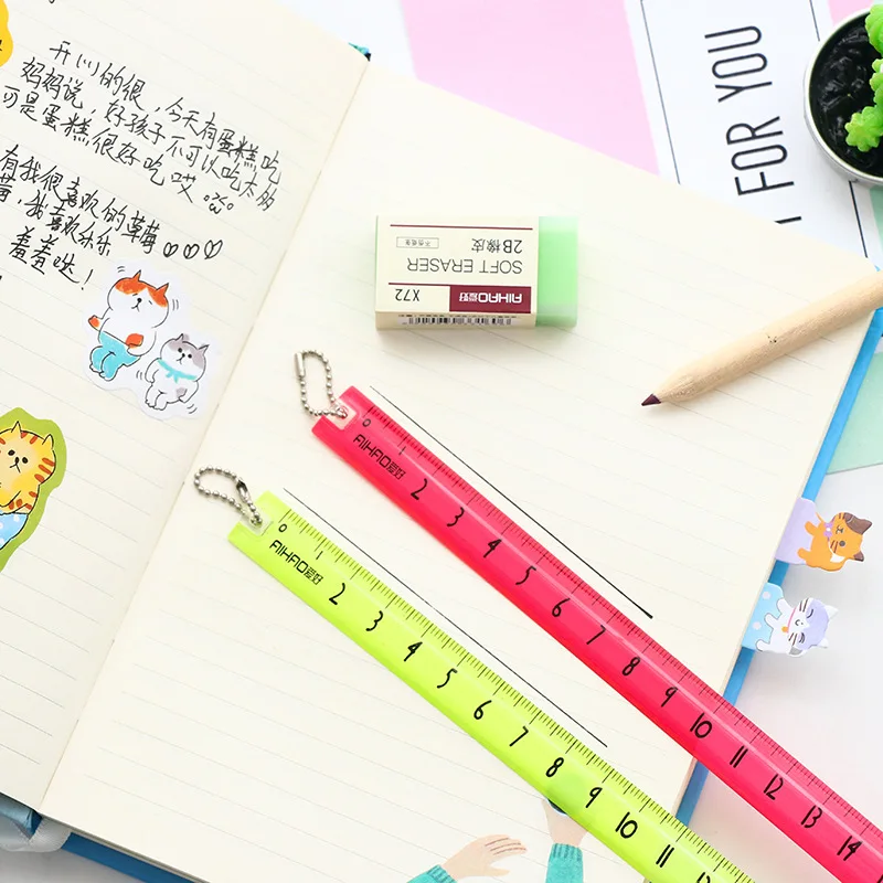 Портативная детская многофункциональная мультяшная пластиковая линейка для