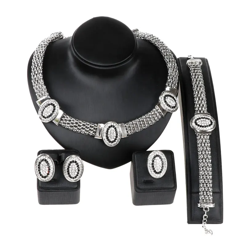 2016 Новый черный белый австрийский кристалл набор украшений для женщин