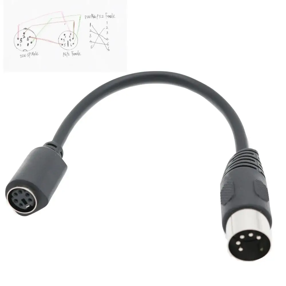 Адаптер для клавиатуры DIN5 AT Male Mini DIN6 MDIN6 PS/2 Female pc Mac кабель переходник 6 дюймов 1