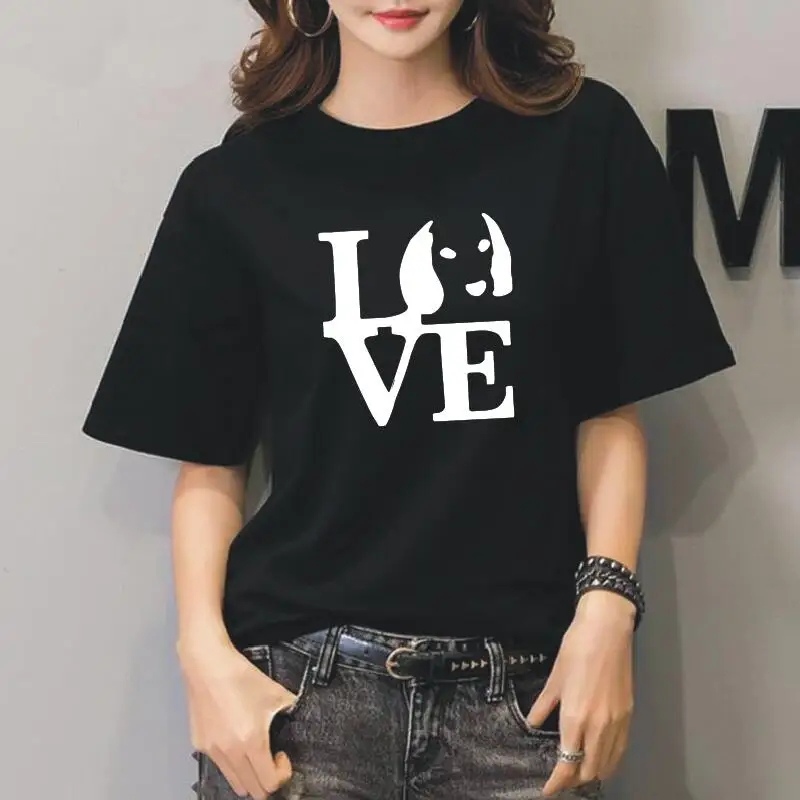 

Модная футболка с графическим принтом собаки, женские топы, летняя хипстерская футболка, футболка, Женская Повседневная футболка с коротки...