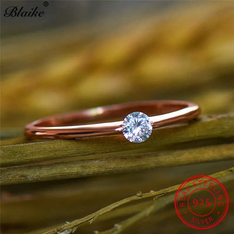 Blaike 925 Серебряные кольца для женщин укладки минималистский обручальные