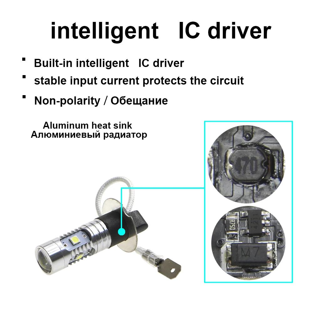 KEIN 2 шт. Супер Яркие H3 светодиодные DRL Противотуманные фары 3030 6smd дневные ходовые
