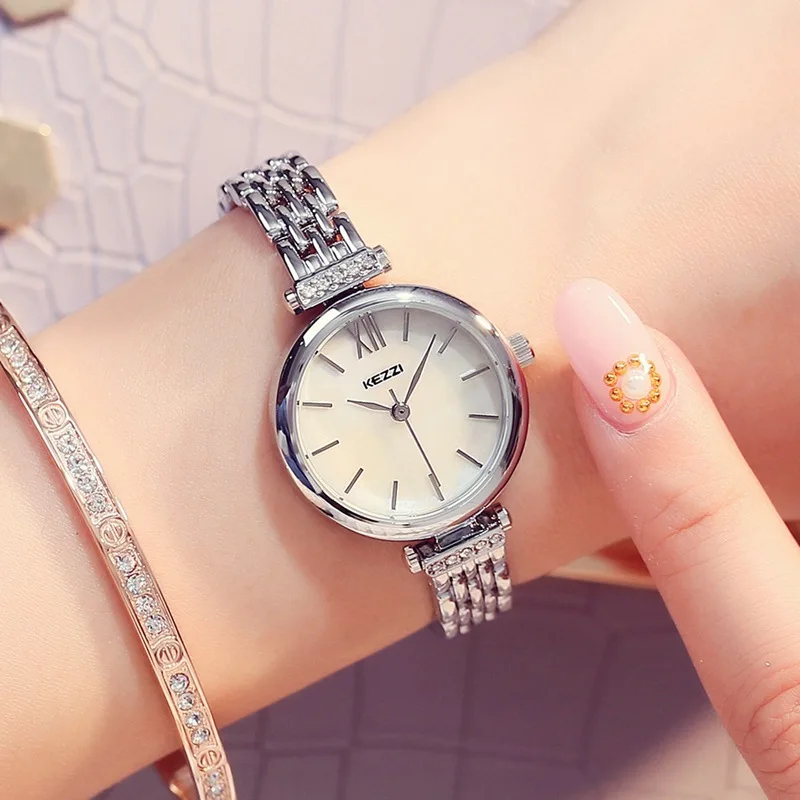 Kezzi Brand Quartz Watch Fine Rhinestone Bracelet Luxury Full Stainless Steel Women Dress Relogio Feminino | Наручные часы