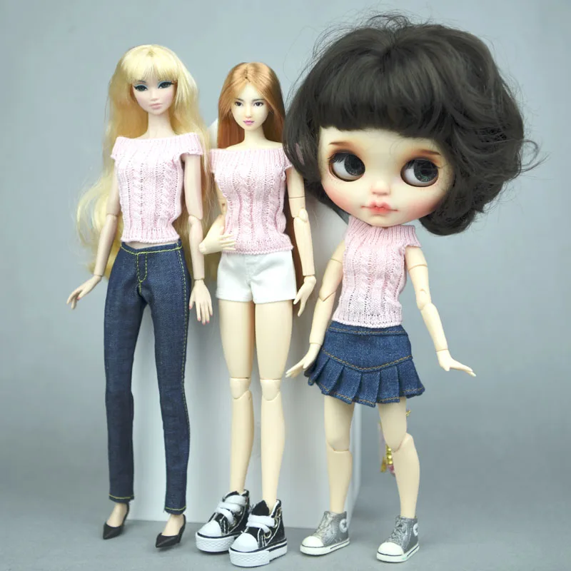 Вязаный свитер ручной работы для куклы Blythe, одежда для детей, игрушки, повседневная одежда, одежда для кукольного домика Барби 1/6, аксессуары для кукол