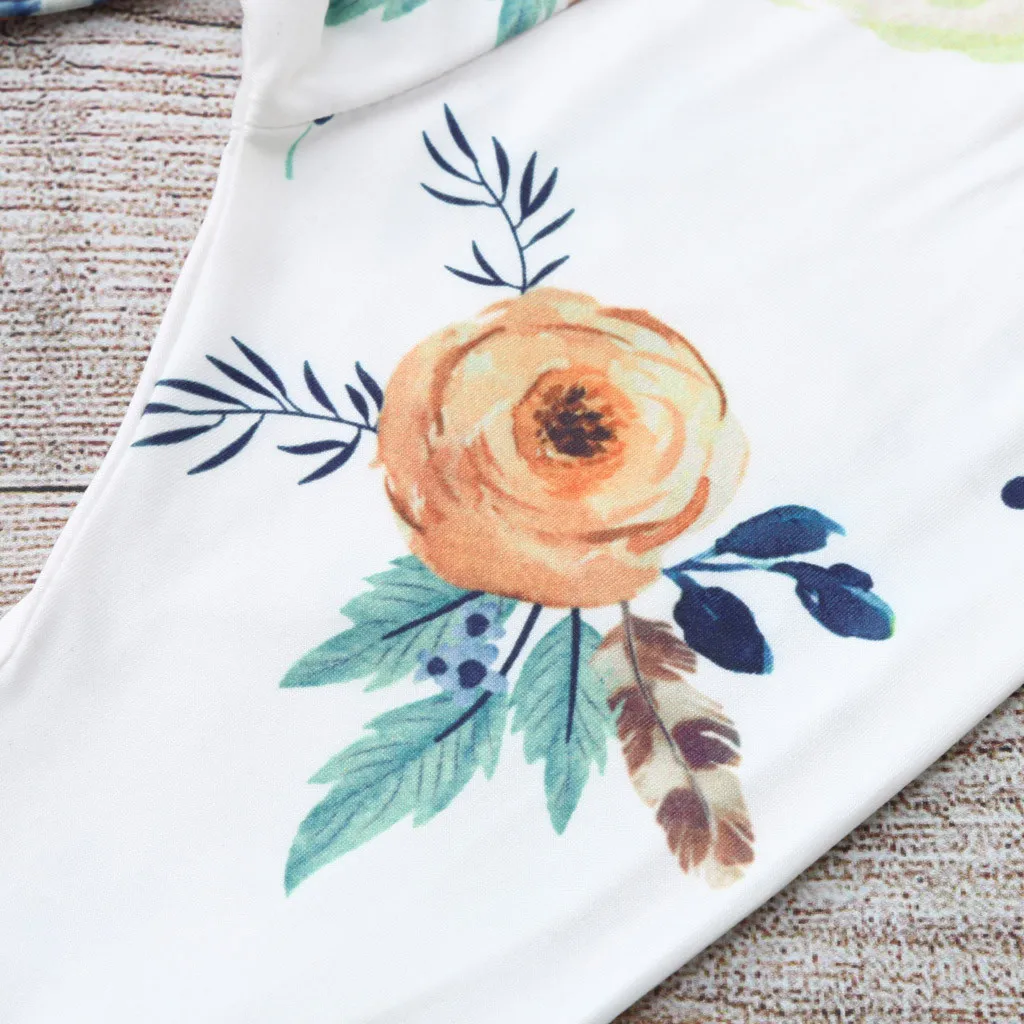 4PCS Toddler Baby Boy&ampGirls Outfits Floral Print Top Pants Cap Headband Ruffles girl clothing teenage kids clothes | Детская одежда