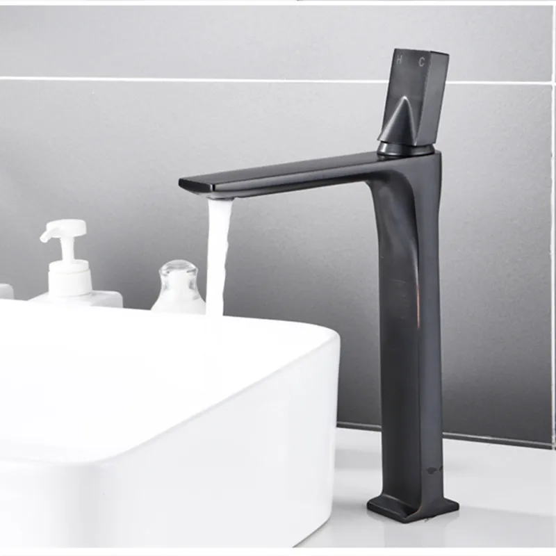 

LIUYUE Basin Faucets Copper Black/White Tall Bathroom Faucet Deck Mounted Cold Hot Water Crane Sink Mixer Basin Taps Torneira