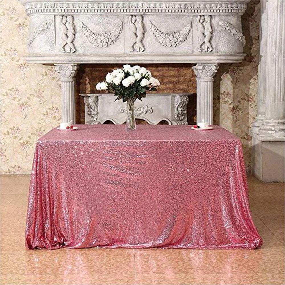 50*80 дюймов 127x203 см Розовый Модный скатерть с блестками и пайетками вышитая для