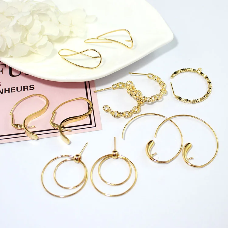 2 шт. корейские полукруглые геометрические серьги металлические нестандартные