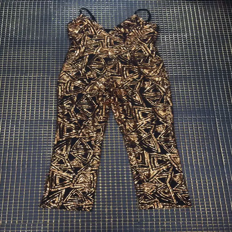

2019 New Summer Sexy Women Jumpsuit Ladies Clubwear Sequin Spagetti Strap Playsuit Bodycon Pants Jumpsuit Sleeveless Wholesale