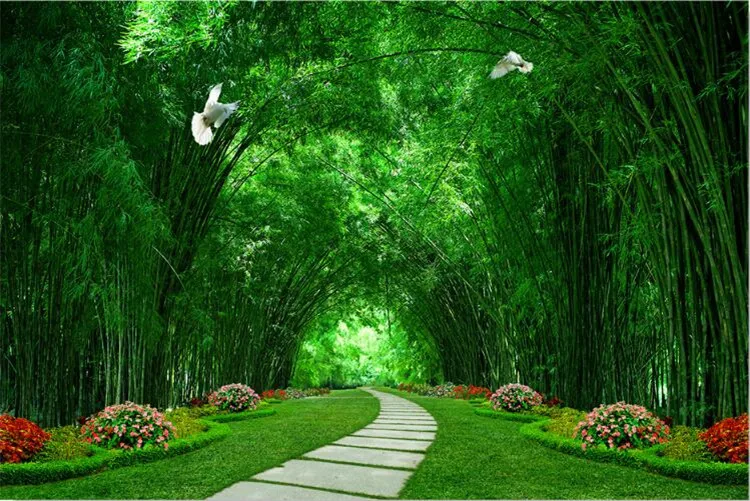 Papel де parede 3D обои для стен 3 d ТВ фон большой постер бамбуковый лес парк тени