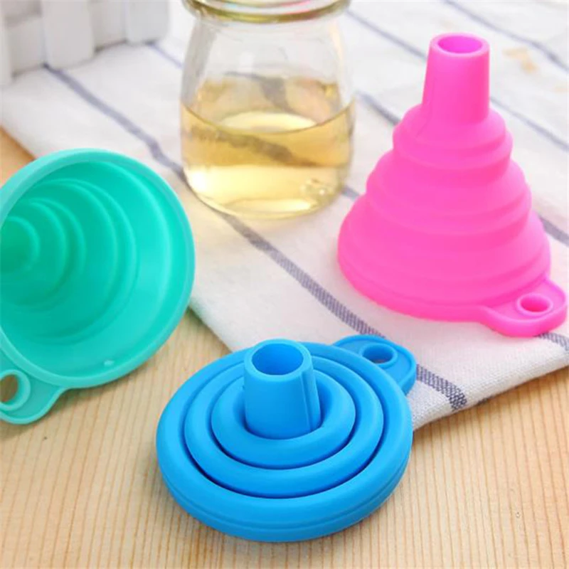 

Kitchen Accessories Multifunctional Mini Silicone Foldable Funnel Cooking Tools Household Liquid Dispensing Kitchen Gadgets.Q