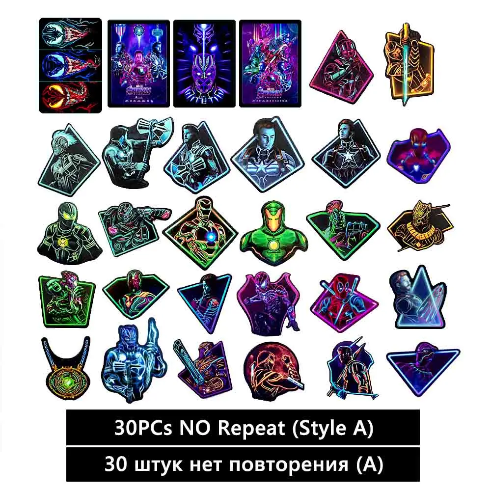 Style A 30 pcs Marvel Avengers Stickers for Phone Laptop Car Styles Motorcycle Luggage Notebook Cool Super Hero Sticker Bomb set Decals - Цвет: Style A