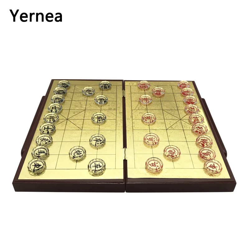 Yernea Новый Деревянный Китайский шахматный игровой набор складная шахматная доска