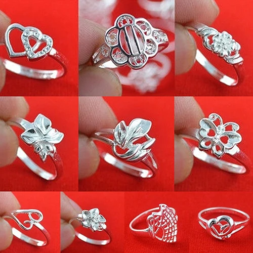 Women 10x Silver Plated Mixed Butterfly Flower Heart Design Ring Jewelry US 6-9 | Украшения и аксессуары