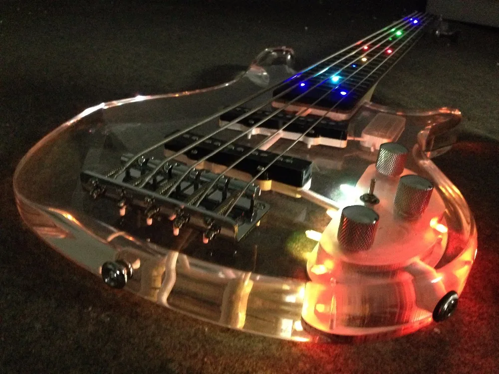 

LED light 5 Strings electric bass guitar Crystal body