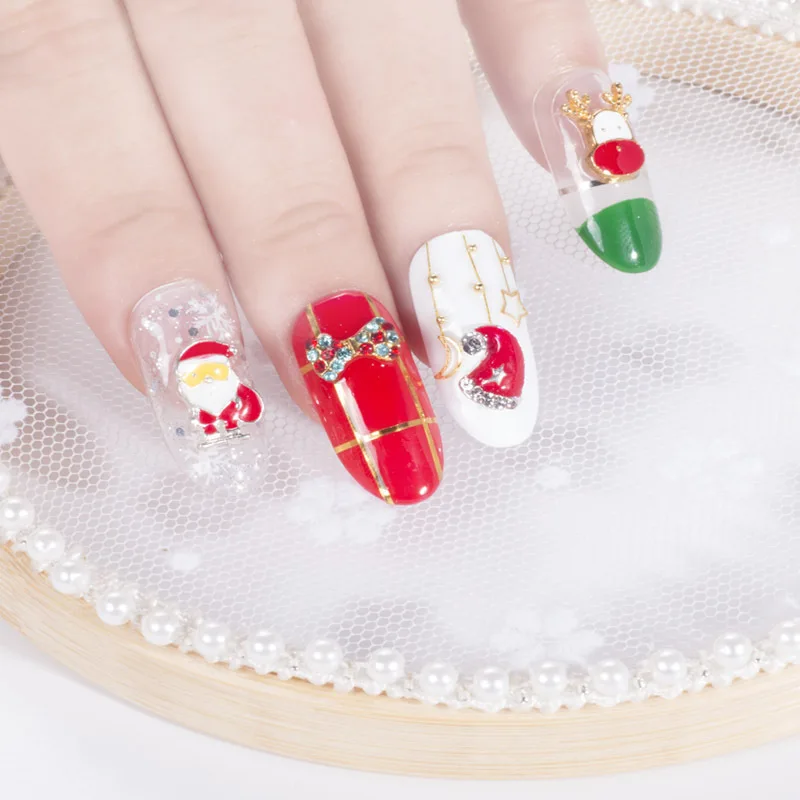 10pcs/bag Nail Art Jewelry Christmas Snowman Tree Stick Set Snowflake Bell Series |