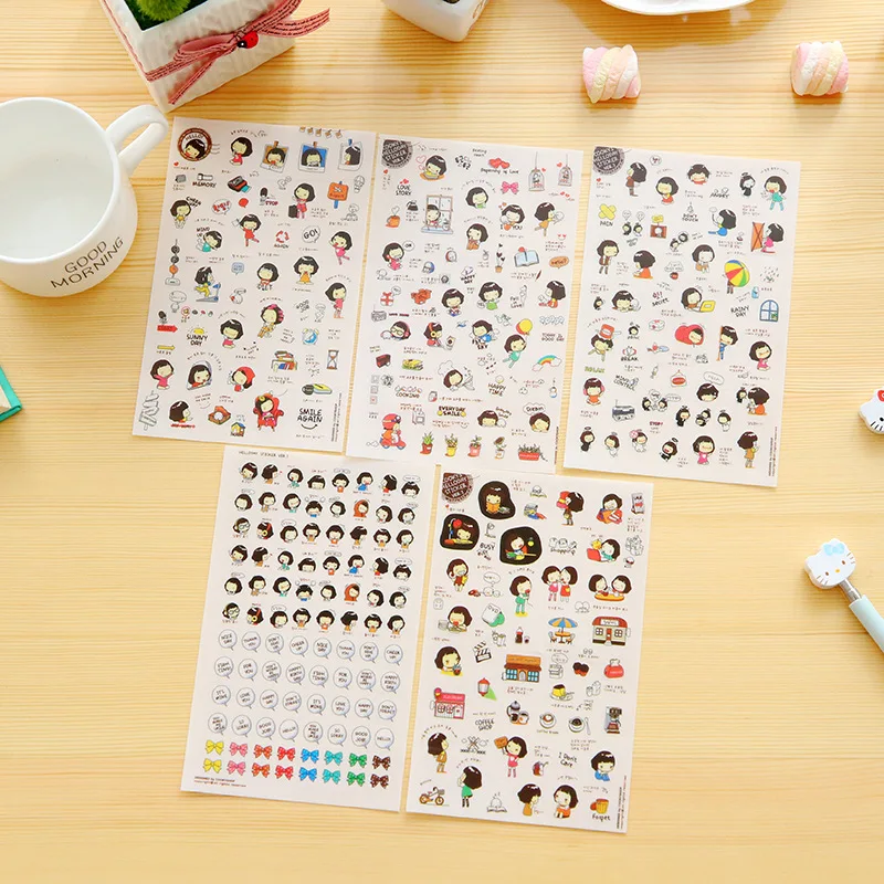 6 листов/упаковка бумажные наклейки для скрапбукинга|stickers fashion|sticker decorationstickers