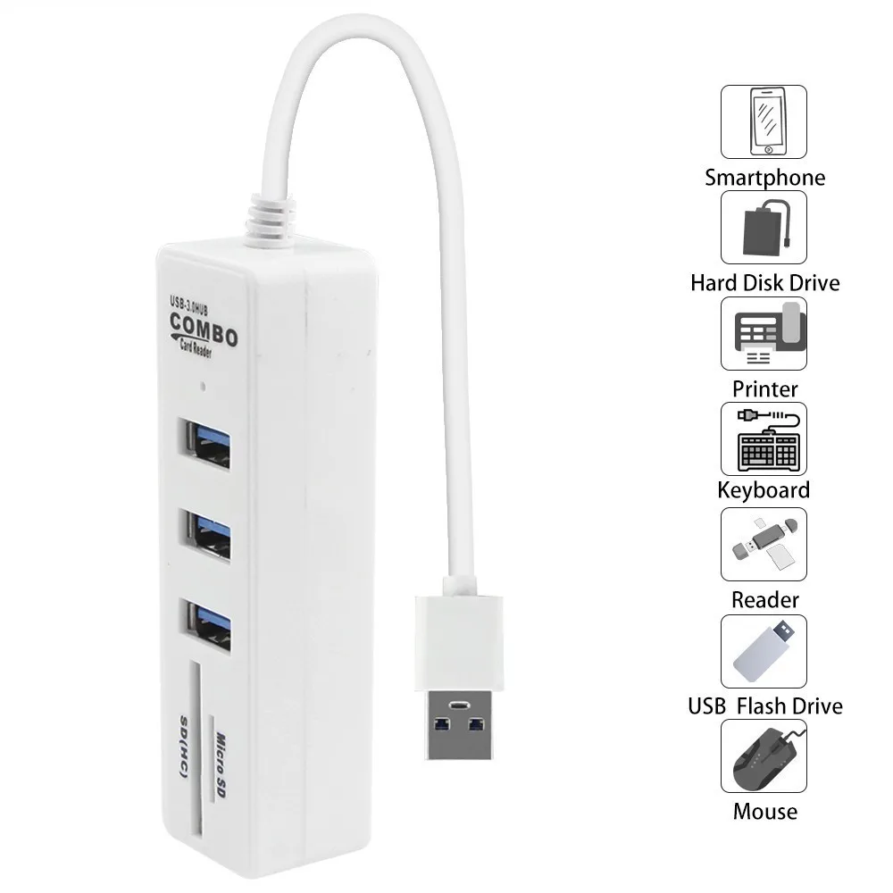 Адаптер Usb 3 0 с портами и кардридером для Sd/Tf карт|USB-хабы| |
