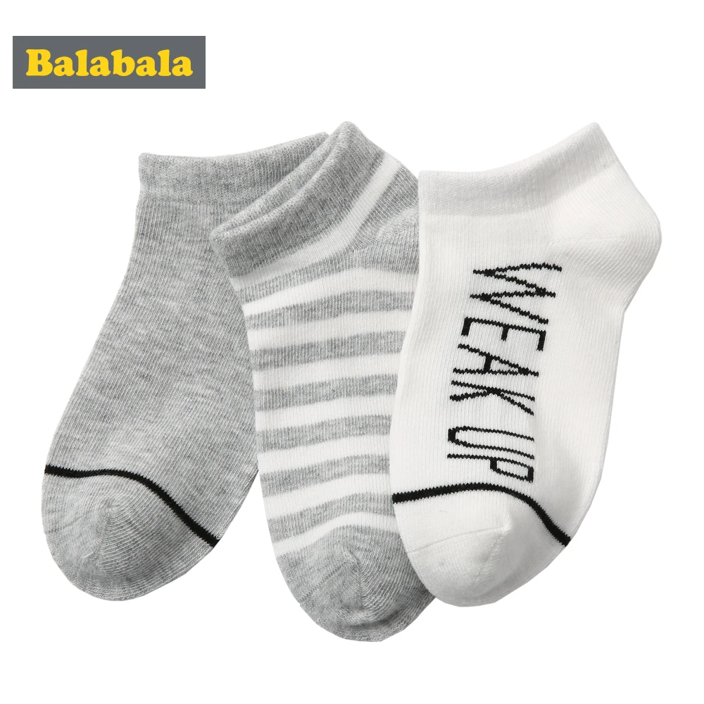 Balabala/3 пар/лот короткие носки для мальчиков спортивные однотонные детские в