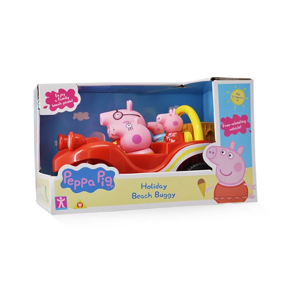 Buggy And 4 Figures Оригинальная Свинка Пеппа мобильный медицинский центр классная сцена Фигурки игрушки Пеппа Джордж стол стул сумка для хранения детская игрушка подарок - Цвет: Buggy And 4 Figures