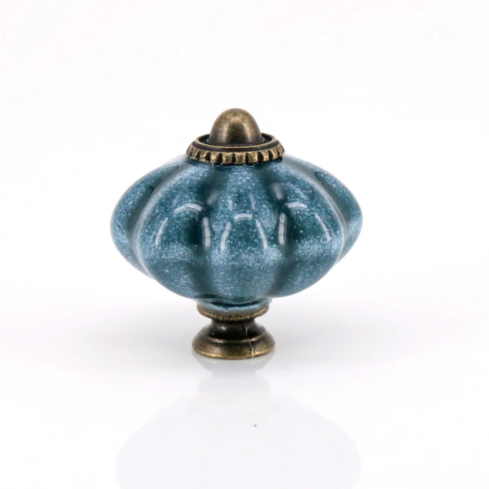 

4PCS Ceramic Vintage Pumpkin Door Knobs Cabinet Drawer Cupboard Pull Handle