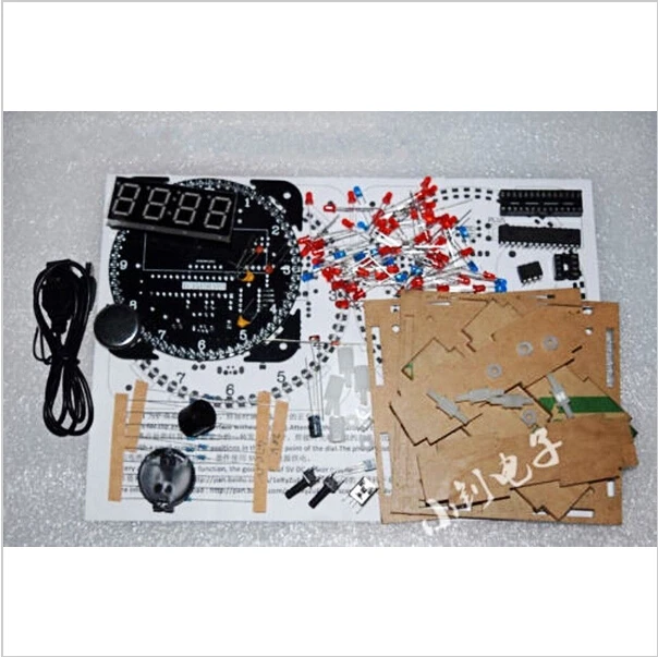 DIY Kit DS1302 вращающийся светодиодный электронные цифровые часы 51 SCM обучения доска с