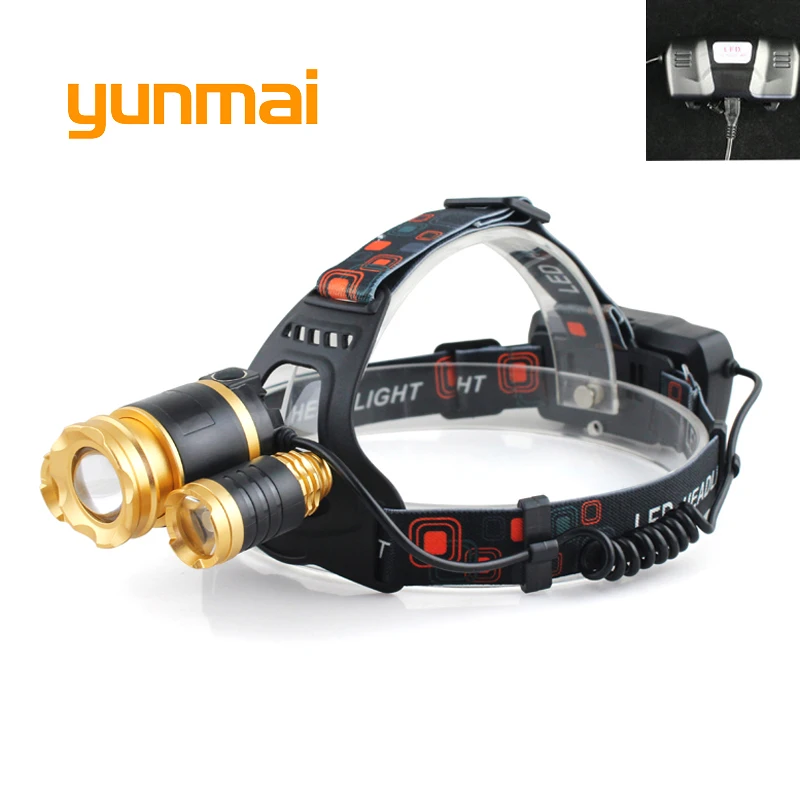 

Micro usb 8000 lumen 3 Led Headlight XML-T6+2Q5 Head Torch Light Lamp Rechargeable 18650 Battery HeadLamp for Hiking Hunting