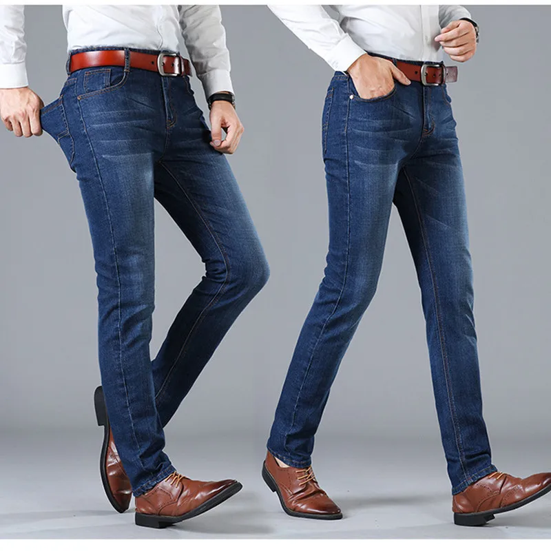 Arrow Car Classic Business Men's Jeans Stretch Straight Slim washed Casual Denim Pants Solid For Men | Мужская одежда