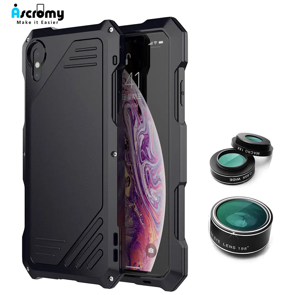 Ascromy для iPhone XS Max набор линз чехол Рыбий глаз Макро широкоугольный XSmax 198 градусов