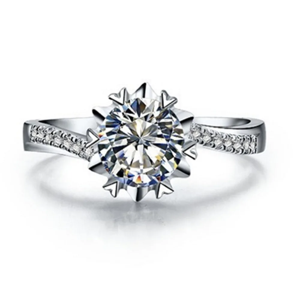 

Тестовое Настоящее 0.5CT классическое кольцо из белого золота, Ювелирное кольцо в виде снежинки, микро проложенное моиссанитовое кольцо с бри...