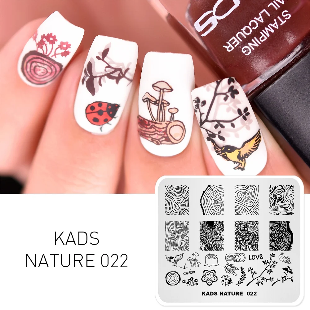 KADS Nature 022 пластины для стемпинга ногтей радостный дизайн штамп дизайна шаблон