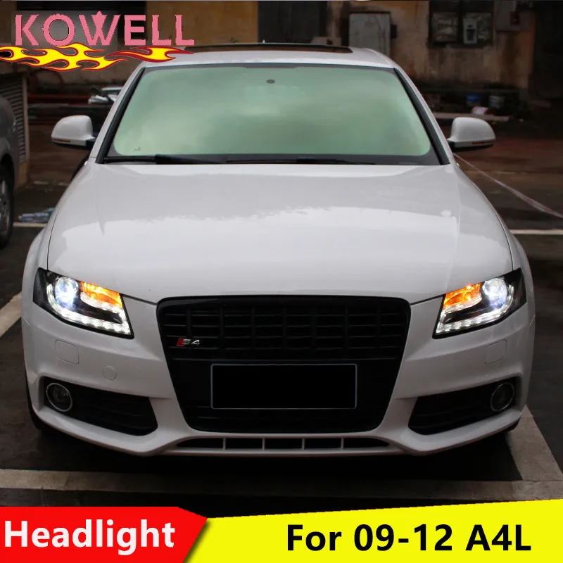 Kowell Автомобиль Стайлинг для Audi A4 B8 Фары для автомобиля 2009-2012 A4L светодиодные фары LED DRL bi xenon объектив высокого низкая луч парковка