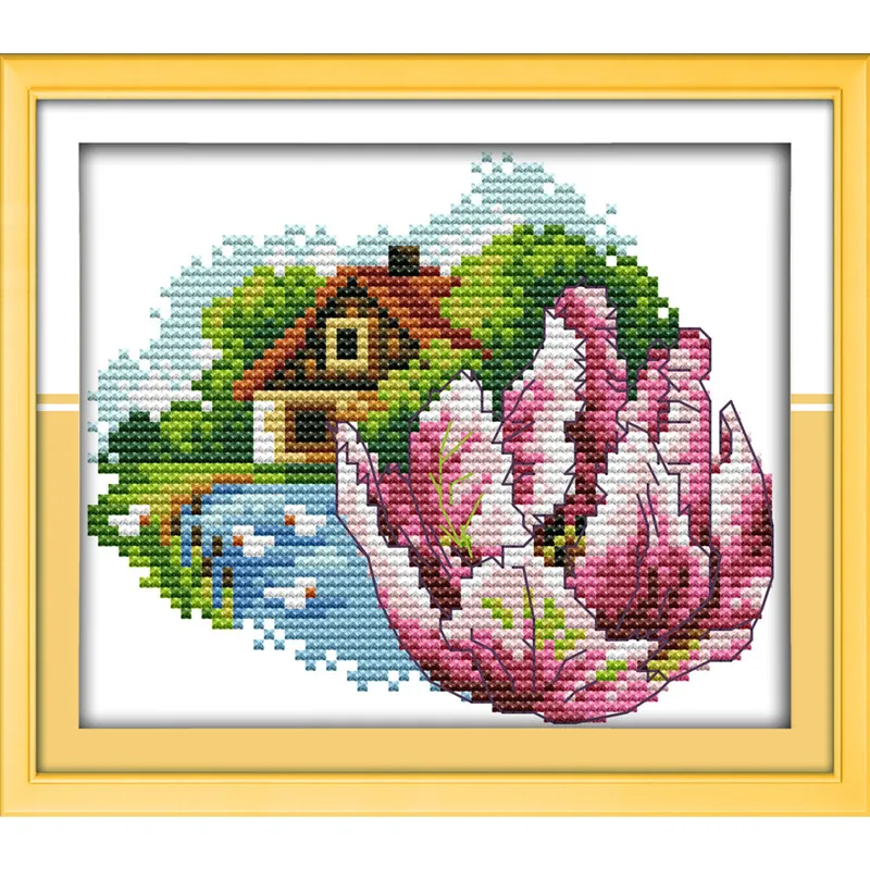 Цветочные китайские наборы для вышивки крестиком 11 карат напечатанные на холсте