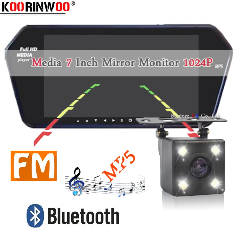 Koorinwoo HD 7 дюймов TFT ЖК экран 1024*600 автомобильный зеркальный монитор Bluetooth MP5 FM USB/SD
