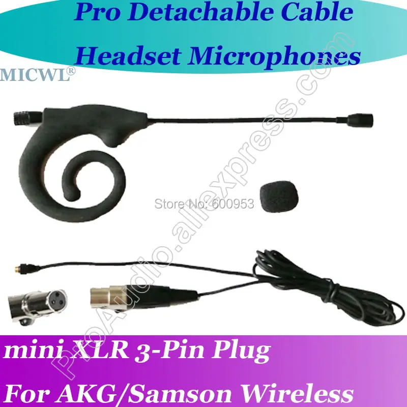 Новый микрофон mini 3Pin Microfone com fone de ouvido para съемный кабель гарнитура для AKG Samson Gemini