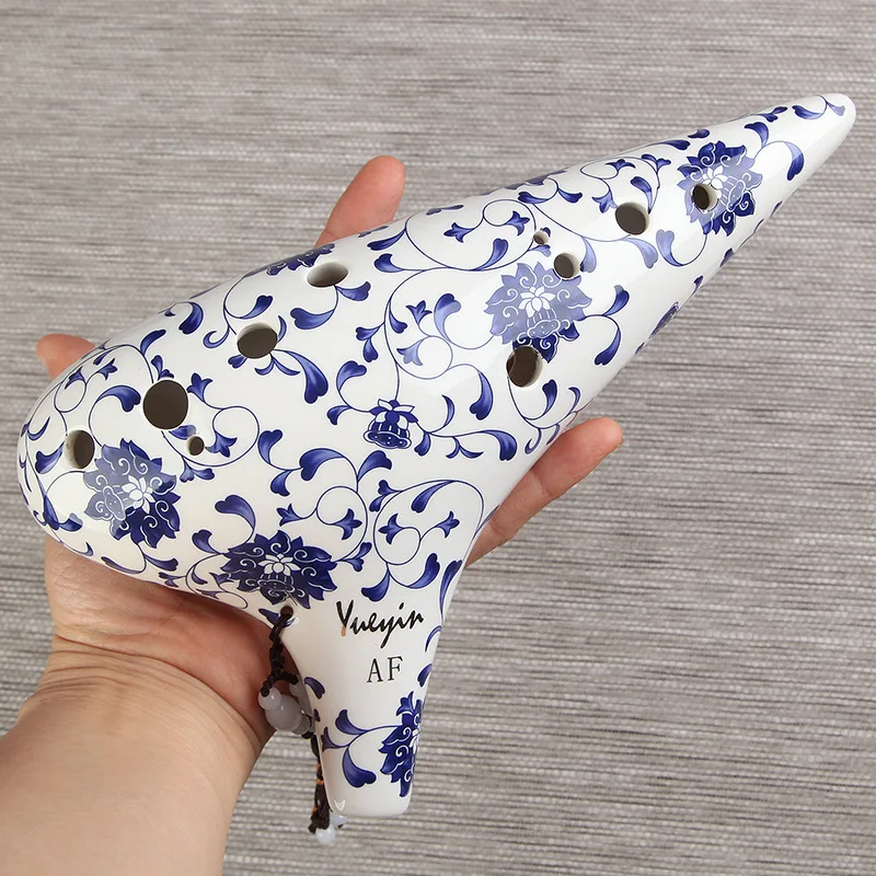 SevenAngel 12 отверстий Alto F Ocarina профессиональные сине белые фарфоровые Музыкальные
