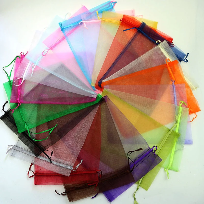 

13x18cm Black Organza Jewelry Bags Wedding Favor 100pcs Gift Bags Cheap Organza Pouches Christmas Drawable Voile Gift Packaging