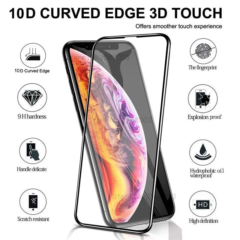 Стекло 10D для iPhone 7 8 Plus X S 10 D защита экрана стекло XS Max XR 6 полное покрытие