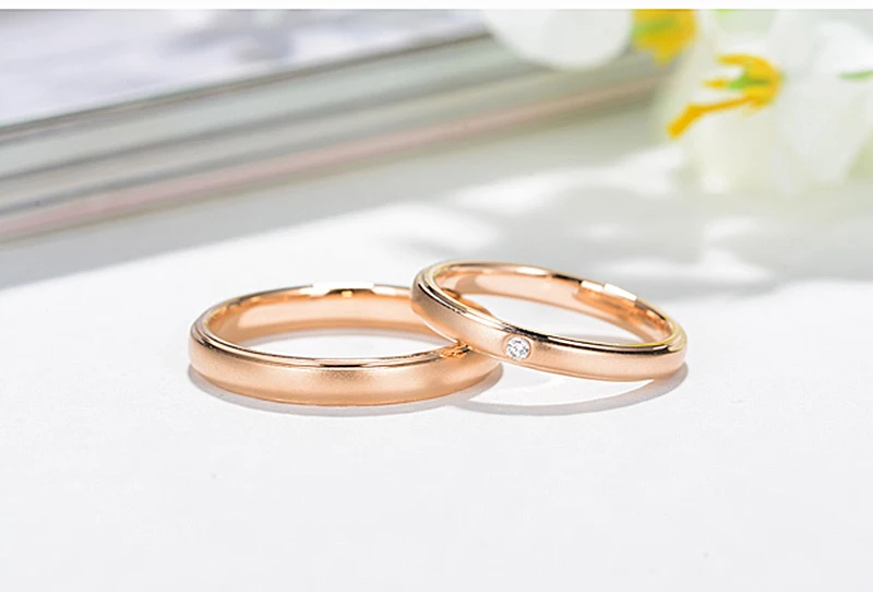 AULEEZE классические матовые эффекты 18 K кольцо из желтого золота для пары реальные Алмазные обручальные кольца для женщин и мужчин ювелирные изделия