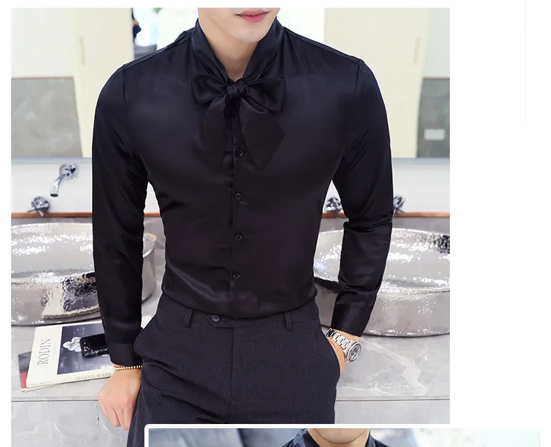 Рубашки Для мужчин розовый Camisa Masculina Slim Fit рубашки для Для мужчин s шелк Для мужчин s смокинг рубашки с галстуком платье с длинным рукавом клуб наряды