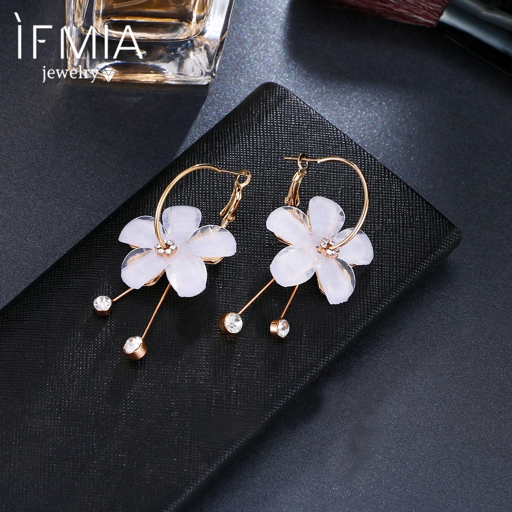 Модные длинные серьги IFMIA с кисточками женские акриловые в форме цветка