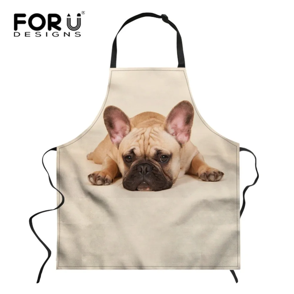 

Фартуки FORUDESIGNS с принтом французского бульдога для домашней кухни, женские фартуки для кухни, для ресторана, фартуки для готовки 75*67 см, инди...