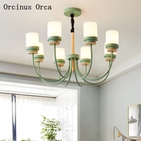 american creative green chandelier living room dining room bedroom nordic modern compact led iron pendant lamp free shipping
