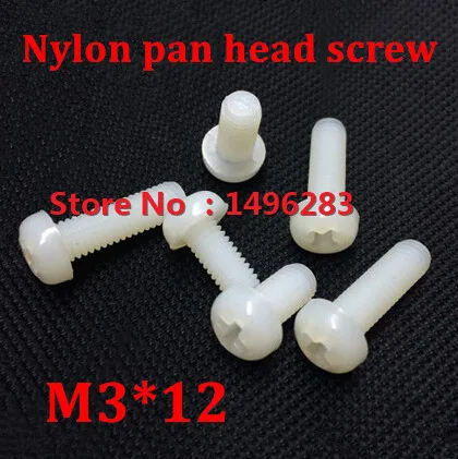 

500pcs/lot M3*12 White Nylon Pan Head Socket Screw Metric Threaded Machine Screw / Bolt