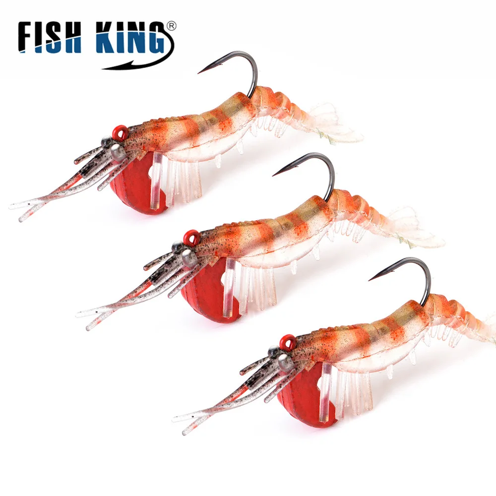 FISH KING 3 шт. мягкие рыболовные приманки для креветок искусственные 7 см/7 г 10 см/14 5