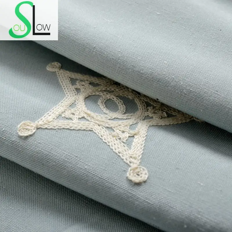 Штора с вышивкой Slow Soul синяя бежевая штора современный минималистичный s star для