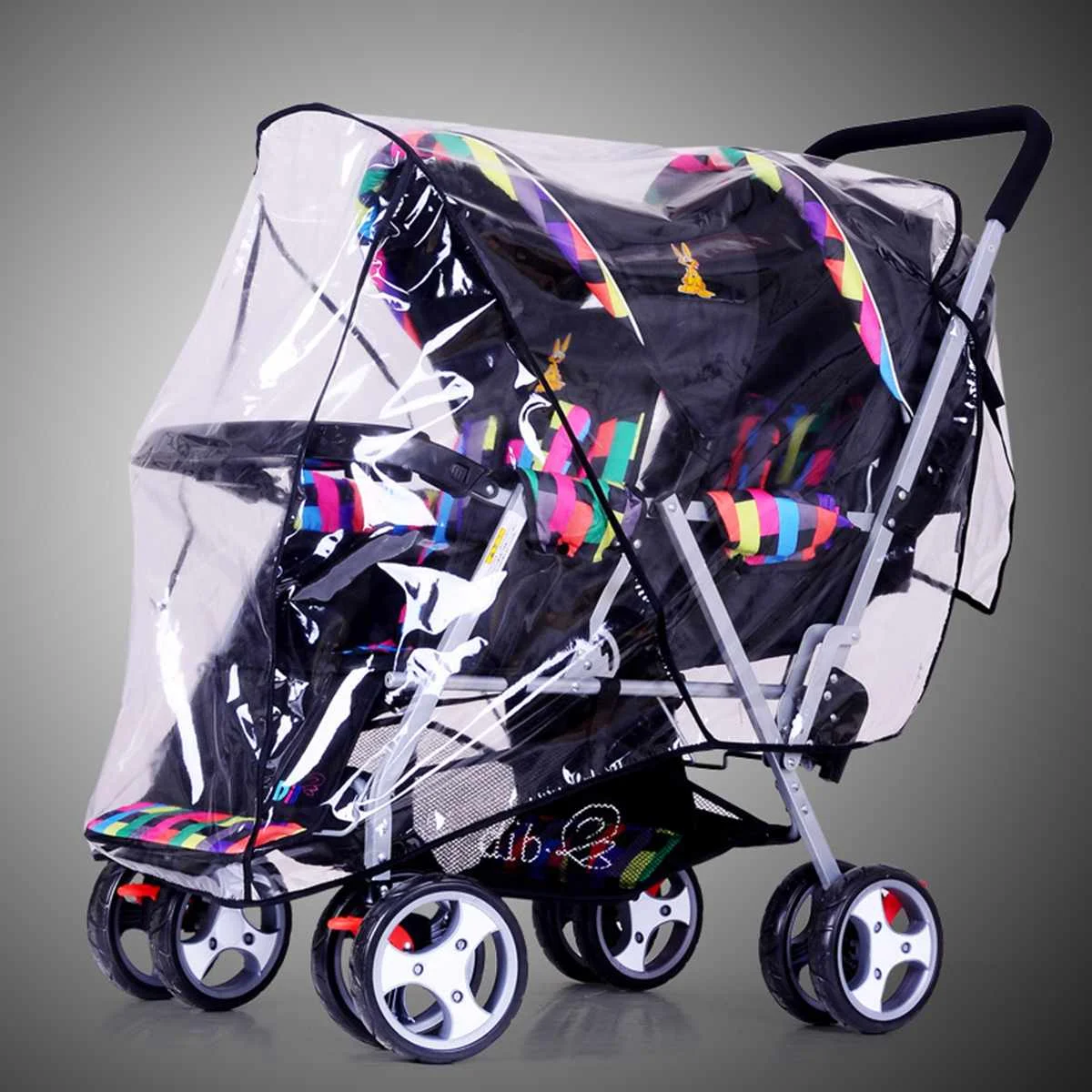 Clear Waterproof Stroller Rain Cover Weather Pram Baby Infant Double Pushchair Wind Shield Rain Covers Outdoors Rain Gear Canopy